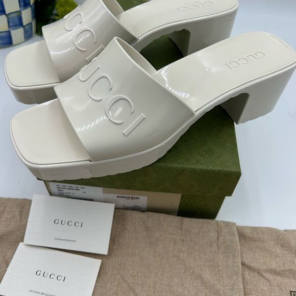 Women’s Gucci, rubber block, low heel slides, size 41 made in Italy - Picture 4 of 11